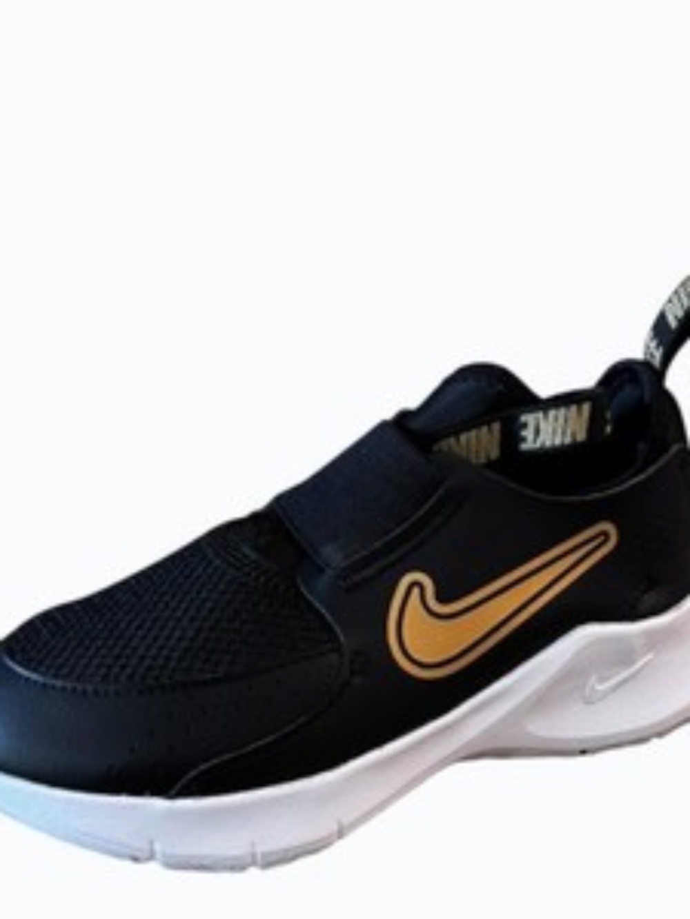 Nike Boys Flex Runner 3 Black Gold Slip On Shoes Size 12 Toddler Sneakers